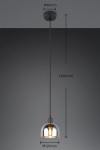 Lampa wisząca Molly 1xE14 w kolorze czarnym i chromowanym, o średnicy klosza 120 mm i długości zwisu 1200 mm. Klosz ma zaokrąglony kształt, a mocowanie sufitowe ma średnicę 80 mm. Idealna do nowoczesnych wnętrz.