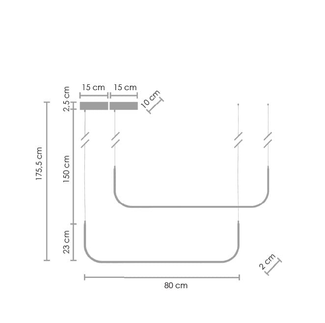 Lampa wisząca Minima 80, czarna, z dwoma źródłami LED o mocy 40W. Wymiary: długość 80 cm, wysokość regulowana do 175,5 cm. Prosty, nowoczesny kształt, idealna do aranżacji wnętrz.