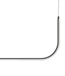 Czarna lampa wisząca Minima 120 z dwoma źródłami LED o mocy 40W. Produkt ma nowoczesny, zaokrąglony kształt, zawieszony na cienkim przewodzie. Idealna do minimalistycznych wnętrz.