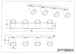 Czarna lampa sufitowa Sharp, 4xGU10, zamontowana na prostokątnej podstawie. Klosze w kształcie stożków, skierowane w różne strony. Wymiary: długość 640 mm, wysokość 140 mm. Prosta konstrukcja, odpowiednia do nowoczesnych wnętrz.