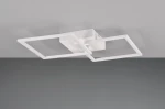 Lampa sufitowa Trail z dwoma kwadratowymi ramkami LED o mocy 20W w kolorze białym. Ujęcie z dołu, pokazujące lampę zamontowaną na szarym suficie. Prosty, nowoczesny design bez dodatkowych zdobień.