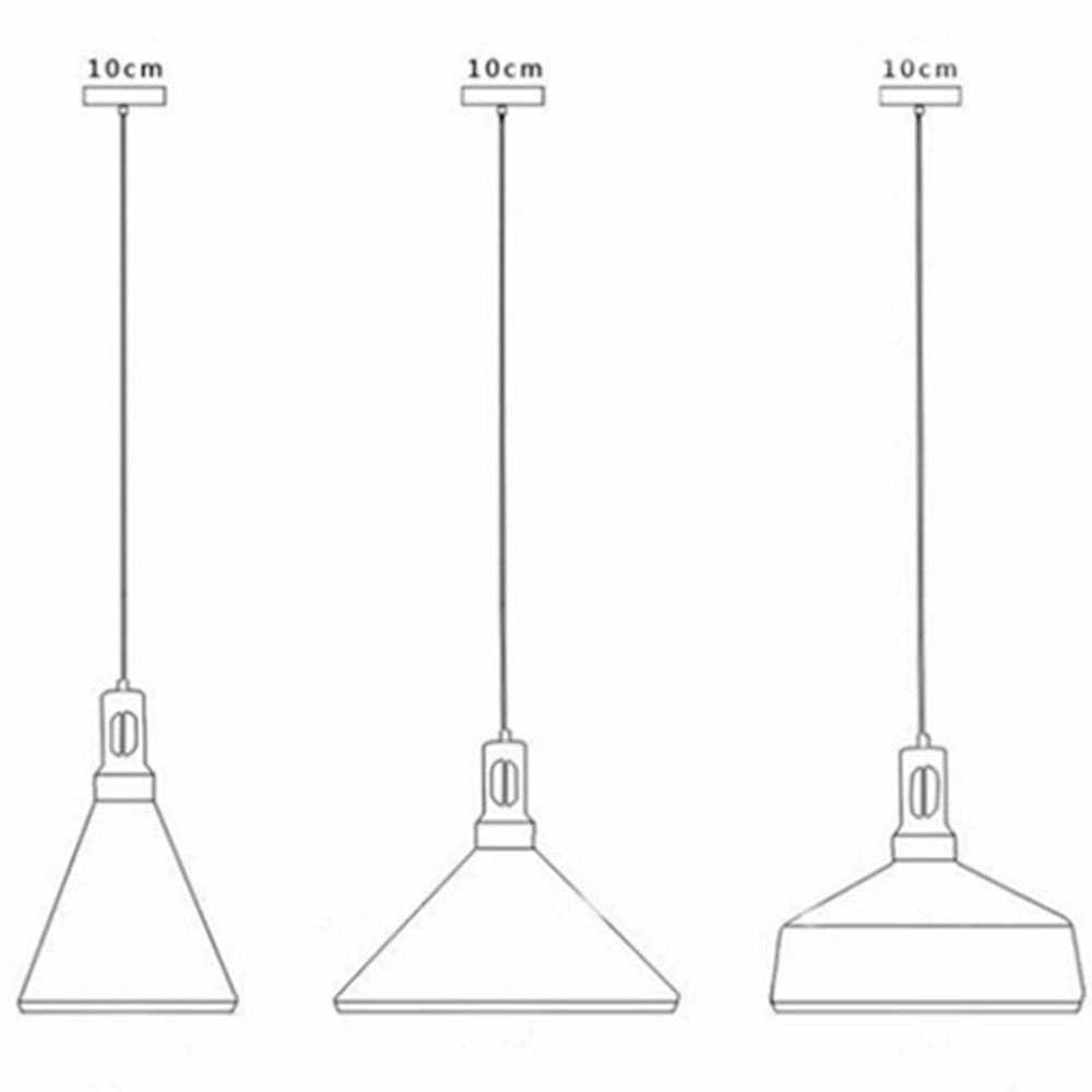 Lampa wisząca Nordic Woody 1xE27 w kolorze białym i naturalnym, z metalowym kloszem w kształcie stożka. Ujęcie pokazuje różne długości zawieszenia z przewodami o długości 10 cm. Prosty design, idealna do nowoczesnych wnętrz.
