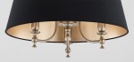 Lampa sufitowa Rosetta 3xE14 w kolorze antycznego złota z czarnym kloszem. Zbliżenie na eleganckie detale mocowania oraz złotą wewnętrzną stronę klosza, podkreślające styl vintage.