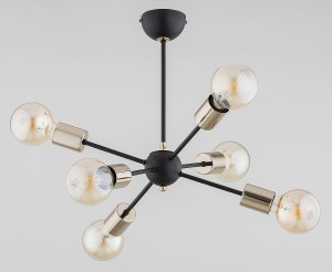 Timos lampa wisząca 6-punktowa czarna/złota 63290