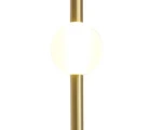 Lampa wisząca O-line 93 z mosiądzu, z pojedynczym źródłem światła LED o mocy 5W. Kształt prosty, z cylindrycznym uchwytem i okrągłą, białą kloszem. Ujęcie frontalne, na jednolitym tle, podkreślające elegancki design.