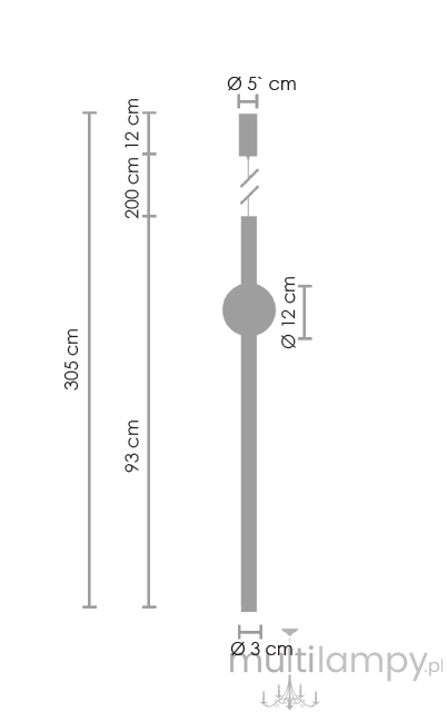 Lampa wisząca O-line 93 cm w kolorze czarnym połysku z jedną diodą LED 5W. Okrągła podsufitka o średnicy 5 cm, zwis o długości 200 cm i średnicy 3 cm, oraz kulisty detal o średnicy 12 cm. Prosty, nowoczesny design.
