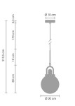 Lampa wisząca Pearl z oprawą w kolorze złotym, z pojedynczym gniazdem E27. Okrągła, szklana kula o średnicy 20 cm, zawieszona na przewodzie o długości 170 cm. Wymiary: szerokość 10 cm, wysokość 21,5 cm.