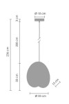 Czarna lampa wisząca Pills 33, z pojedynczym źródłem światła GU10. Kształt w formie serca, średnica 33 cm, wysokość 33 cm, zwis na 200 cm. Elementy montażowe w zestawie, minimalistyczny design.