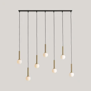 Riu lampa wisząca 7-punktowa czarna/mosiądz 1121T40