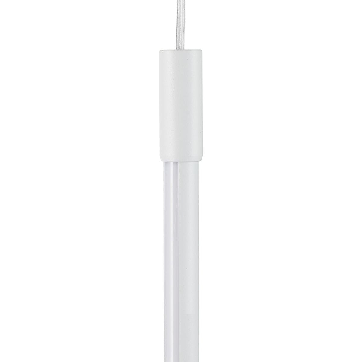 Lampa wisząca Sparo H80 w kolorze białym, z pojedynczym źródłem światła LED o mocy 9W. Produkt widoczny w zbliżeniu, z lekko przezroczystym kloszem i białym mocowaniem. Idealna do nowoczesnych wnętrz.