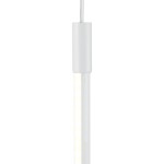 Lampa wisząca Sparo H80, biała, z jednym źródłem światła LED o mocy 9W. Widok z boku na smukły korpus oraz górny element mocujący. Prosty design, idealna do nowoczesnych wnętrz.
