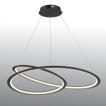Lampa wisząca Spirello w kolorze czarnym, z dwiema owalnymi obręczami, zintegrowane oświetlenie LED o mocy 40W. Zawieszona na cienkich linkach, montowana do sufitu. Prosty, nowoczesny design, idealna do nowoczesnych wnętrz.