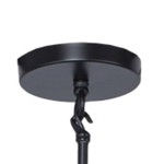 Czarna lampa wisząca Sticks, model ST-1001-6, z okrągłym, matowym stelażem sufitowym. Widoczny element mocujący z przewodem, przeznaczona dla sześciu żarówek G9. Prosta konstrukcja, idealna do nowoczesnych wnętrz.