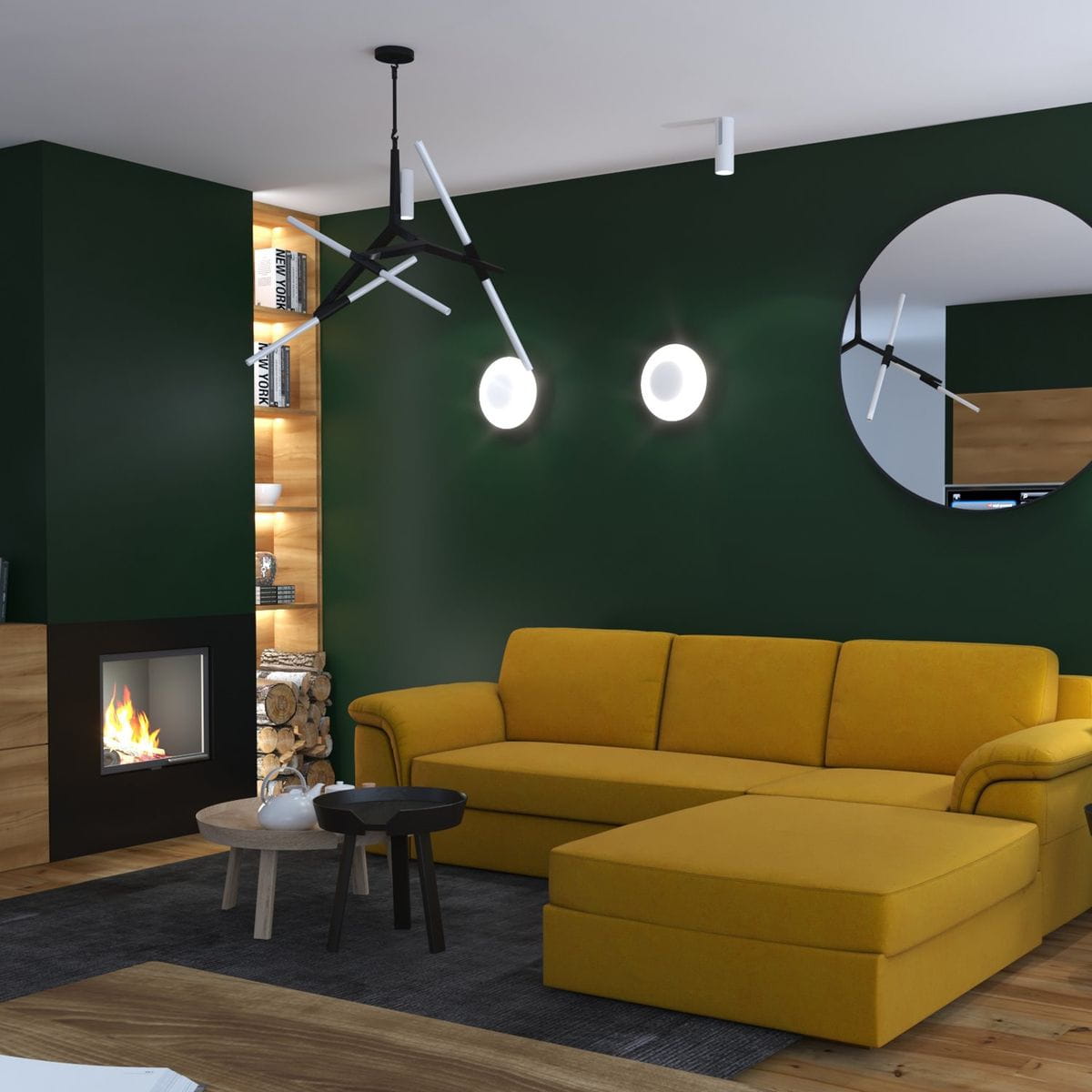 Lampa wisząca Sticks w kolorze czarnym, z sześcioma źródłami światła G9. Posiada nowoczesny, geometryczny design z metalowymi ramionami w różnych kierunkach. Zawieszona na czarnym przewodzie w minimalistycznym wnętrzu.