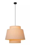 Lampa wisząca Tribute 1xE27 w kolorze czarnym z kremowym abażurem, o dwóch warstwach w kształcie stożka. Zawieszona na cienkim, czarnym przewodzie, idealna do nowoczesnych wnętrz.