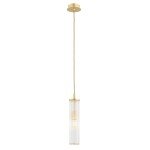 Lampa wisząca Hampton 1xE14 w kolorze mosiądzu, z przezroczystym, cylindrycznym kloszem z poziomymi żłobieniami. Produkt zawieszony na cienkim przewodzie, montowany do sufitu. Prosta, elegancka forma idealna do nowoczesnych wnętrz.