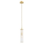Lampa wisząca Hampton z mosiądzu, z przezroczystym kloszem w formie cylindrycznej. Posiada jeden gwint E14. Zawieszona na cienkim przewodzie, z okrągłym mocowaniem sufitowym. Idealna do nowoczesnych aranżacji wnętrz.