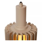 Lambres lampa wisząca 3xE27 w kolorze szarym, z widoczną teksturowaną podstawą i metalowym mocowaniem. Ujęcie z góry, pokazujące detale głowicy oraz otwarcia na żarówki, które emitują ciepłe światło. Idealna do nowoczesnych wnętrz.
