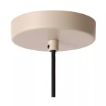 Lambres lampa wisząca w kolorze szarym z oprawą na jedną żarówkę E27. Widoczna podstawa w kształcie okręgu z materiału metalowego oraz czarny przewód. Ujęcie z dołu, ukazujące szczegóły mocowania.
