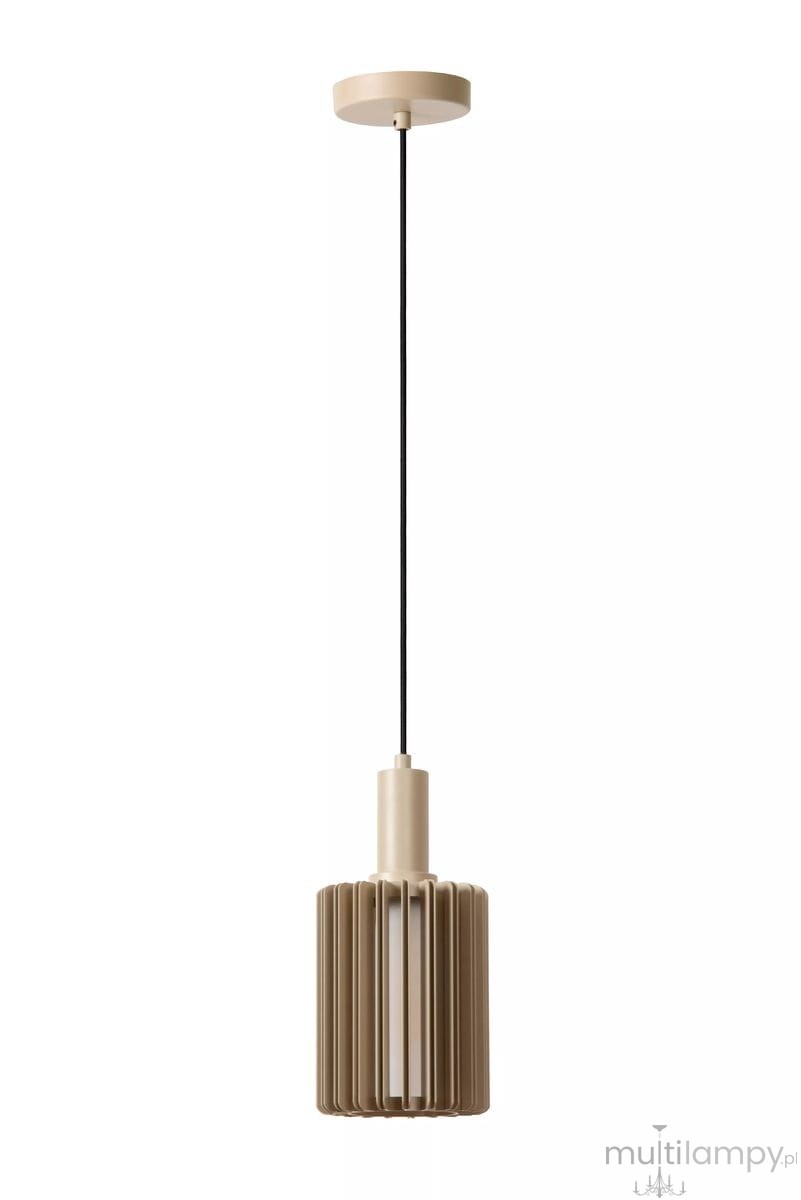 Lambres lampa wisząca 1xE27 w kolorze szarym, o cylindrycznym kształcie z żłobieniami. Zawieszona na cienkim, czarnym przewodzie, z okrągłym elementem montażowym na suficie. Prosta, nowoczesna forma idealna do wnętrz.