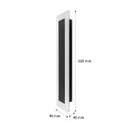 Kinkiet elewacyjny LED Durango 60 o mocy 19W i temperaturze barwowej 4500K w kolorze czarnym. Produkt ma prostokątny kształt, wymiary 600 mm x 90 mm x 40 mm. Ujęcie z boku, widoczny detal w postaci matowej powierzchni.