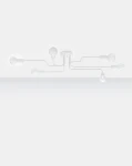 Lampa sufitowa Vector 6xE27 w kolorze białym, z sześcioma ramionami rozmieszczonymi równomiernie, zakończonymi miejscami na żarówki. Ujęcie frontalne, montowana do sufitu, o minimalistycznym designie, na jednolitym jasnoszarym tle.