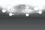 Lampa sufitowa Vector 6xE27 w kolorze białym, z sześcioma ramionami wykonanymi z białego metalu, zamontowana na okrągłej podstawie. Widok z dołu, eksponujący równomierne rozmieszczenie źródeł światła, na jasnym tle.