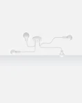 Lampa sufitowa Vector 4xE27 w kolorze białym, z czterema kloszami w kształcie kul, zamontowana na okrągłej podstawie. Kable prowadzące w białym kolorze, ułożone w dynamiczny sposób, podkreślają nowoczesny design.
