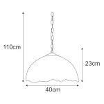 Lampa wisząca Butterfly z mocowaniem na żarówkę E27, w multikolorze. Okrągły klosz o średnicy 40 cm i wysokości 23 cm, zawieszony na łańcuchu o długości 110 cm. Urokliwy, falisty brzeg klosza dodaje charakteru.