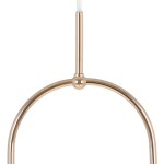 Lampa wisząca Ritus 1xE14 w złotym i białym kolorze, z elegancką, okrągłą konstrukcją. Widoczny metalowy stelaż w złotym wykończeniu, zawieszony na przezroczystym kablu. Ujęcie z góry, pokazujące detale połączenia i kształt lampy.