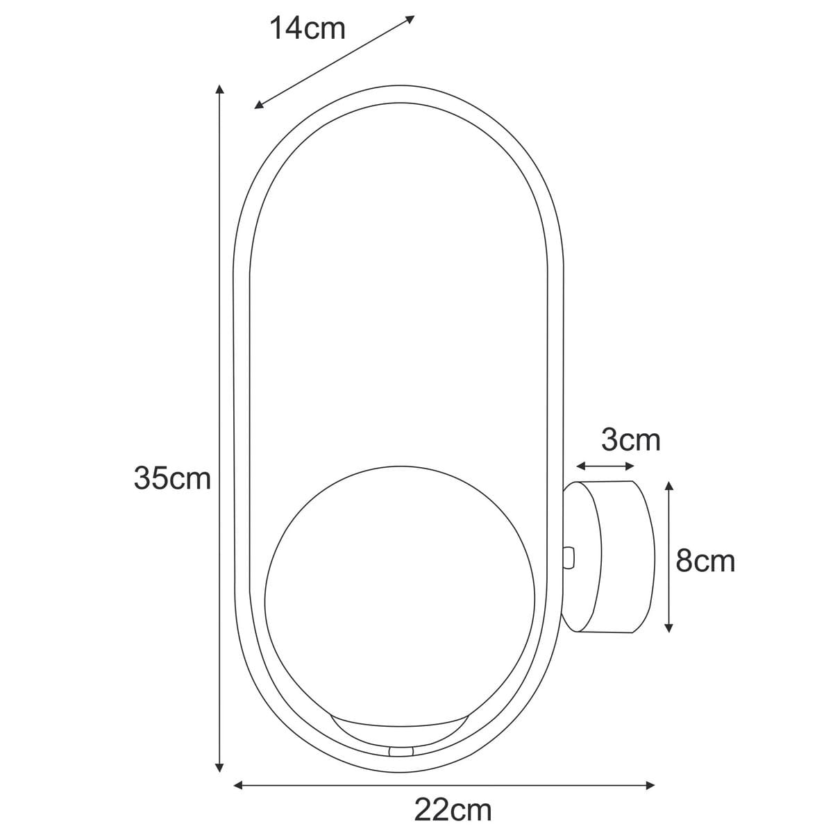 Kinkiet Sven 1xE14 w kolorze złotym z bursztynowym kloszem. Owalny kształt, wymiary 35 cm wysokości, 22 cm szerokości. Montowany na ścianie, z podstawą o średnicy 8 cm. Elegancki design, idealny do nowoczesnych wnętrz.