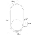 Kinkiet Sven 1xE14 w kolorze złotym z bursztynowym kloszem. Owalny kształt, wymiary 35 cm wysokości, 22 cm szerokości. Montowany na ścianie, z podstawą o średnicy 8 cm. Elegancki design, idealny do nowoczesnych wnętrz.