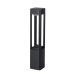 Lampa ogrodowa Nutri H60 w kolorze czarnym, wykonana z metalu, z jedną diodą LED o mocy 10W. Produkt ma prostokątny kształt, stoi pionowo, z minimalistycznym designem, widoczne szczeliny w obudowie dla lepszego rozproszenia światła.