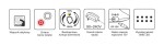Ikony przedstawiają funkcje lampki biurkowej Bolek K-BL1527: dotykowy włącznik, możliwość zmiany barwy światła, bezstopniowe ściemnianie, szeroki zakres napięcia 90-240V, niskie napięcie wyjściowe 12V oraz wysoka jakość SMD LED.