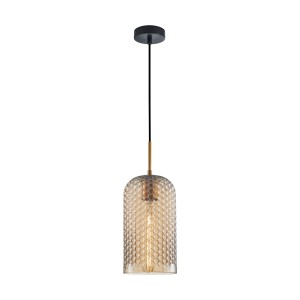 Renti lampa wisząca 1xE27 czarna/bursztynowy PND-25205-1S-BK-AMB