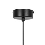 Lampa wisząca Sante D18 z czarnym metalowym kloszem i białym detalem, z jednym gniazdem G9. Ujęcie z góry, pokazujące zamocowanie i przewód. Prosta, nowoczesna konstrukcja, idealna do minimalistycznych wnętrz.