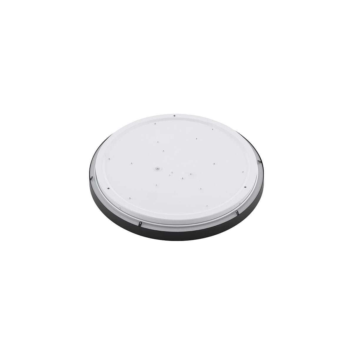 Plafon LED Agnes Round D38,5 cm, z czarną ramą, w kształcie okrągłym. Posiada białą, gładką powierzchnię. Oświetlenie o mocy 22W i temperaturze barwowej 4000K. Produkt montowany na suficie, z klasą szczelności IP44.