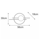 Corsa kinkiet 1xE14 w kolorze czarnym z bursztynowym kloszem. Okrągła konstrukcja o wymiarach 56 cm szerokości, 30 cm wysokości i 18 cm głębokości, z dwoma poziomymi elementami. Idealny do nowoczesnych wnętrz.