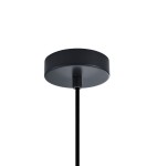 Czarna lampa wisząca Narisa z mocowaniem sufitowym w formie okrągłej podstawy. Wyposażona w jedno gniazdo E27, z wiszącym przewodem. Prosty, minimalistyczny design, idealna do nowoczesnych wnętrz.
