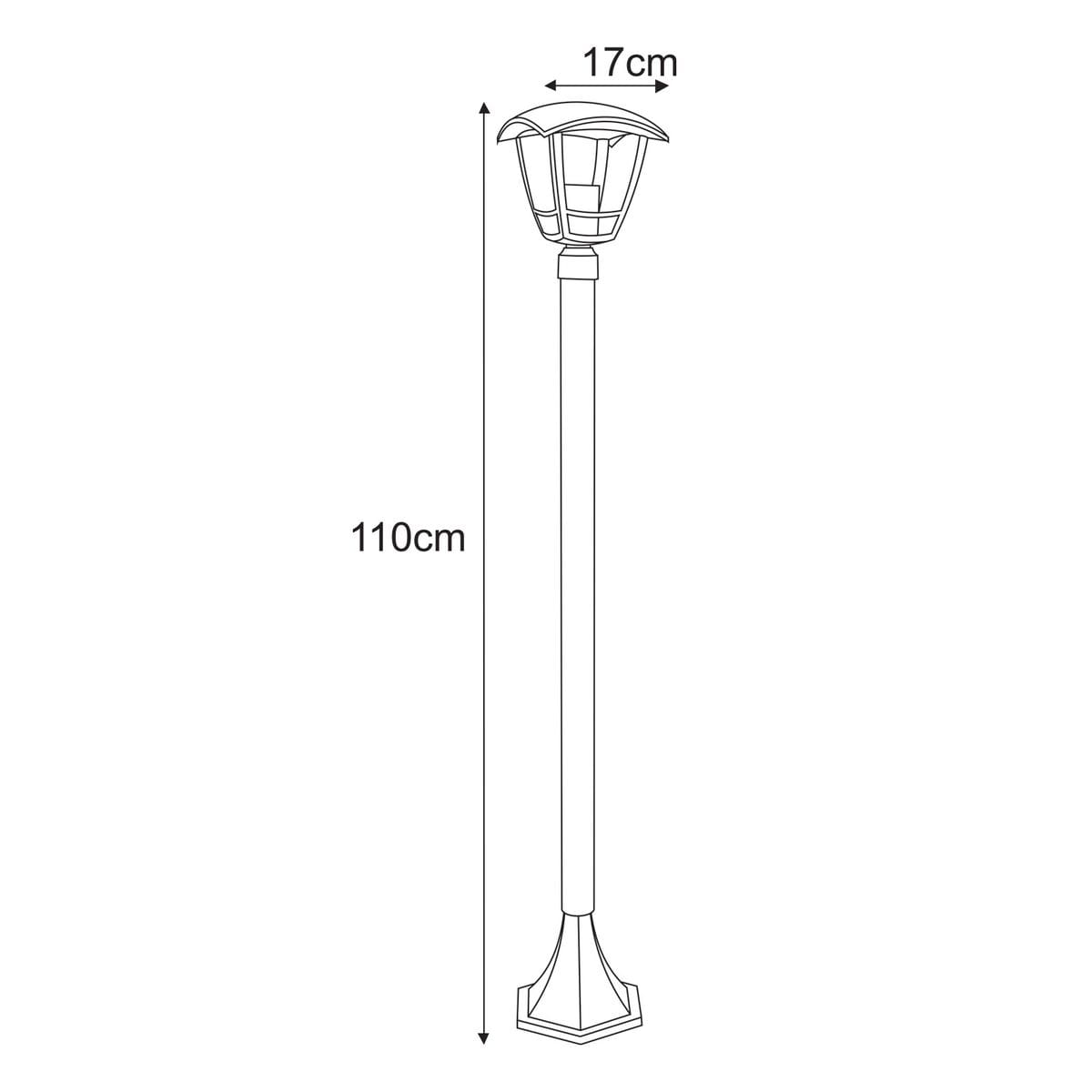 Lampa stojąca ogrodowa Napoli w kolorze czarnym, z oprawą na jedną żarówkę E27. Wymiary: wysokość 110 cm, szerokość 17 cm. Prosta konstrukcja z długą, prostokątną podstawą, idealna do oświetlenia przestrzeni zewnętrznych.
