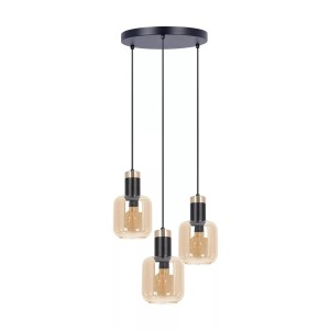 Doka lampa wisząca 3xE27 czarna/bursztynowa K-5267