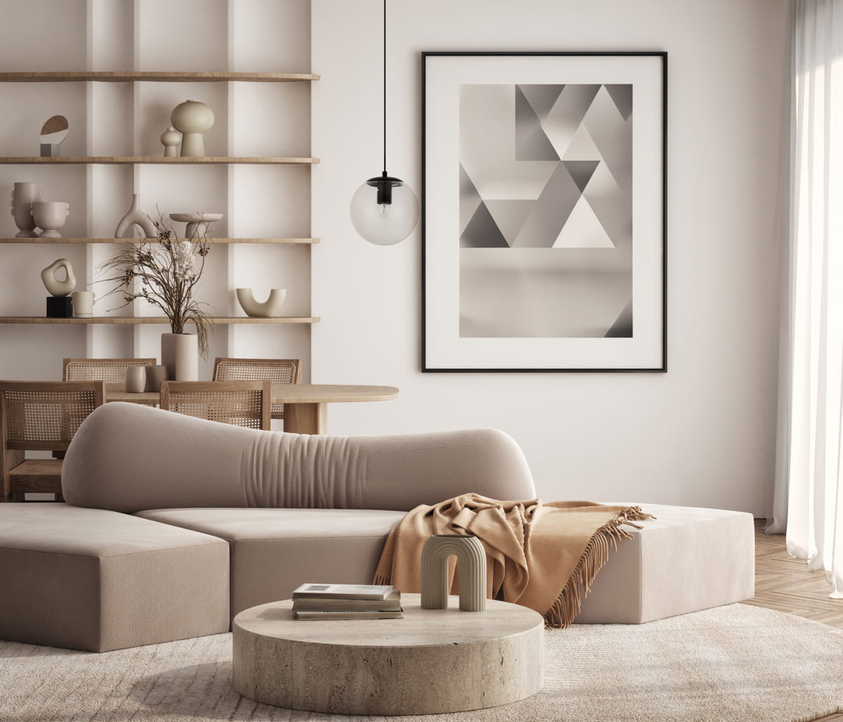 Lampa wisząca Sarpo 1xE27 w kolorze czarnym, zawieszona na cienkim przewodzie w minimalistycznym wnętrzu. Szklany klosz z widoczną żarówką, otoczony jasnymi ścianami i drewnianymi meblami, tworzy nowoczesną aranżację.