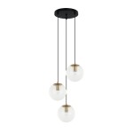 Sarpo lampa wisząca 3xE27 czarna/mosiądz PND-58867-3S-BK-BRO