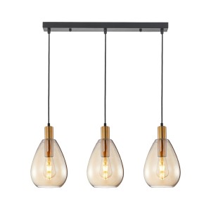 Zulo lampa wisząca 3xE27 czarna/bursztynowy PND-27812-3-BRO-AMB