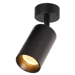 Lampa sufitowa typu spot w kolorze czarnym, z cylindrycznym kloszem, montowana do sufitu. Wyposażona w jedno gniazdo GU10. Klosz skierowany w dół, emitujący ciepłe światło. Prosty, nowoczesny design.