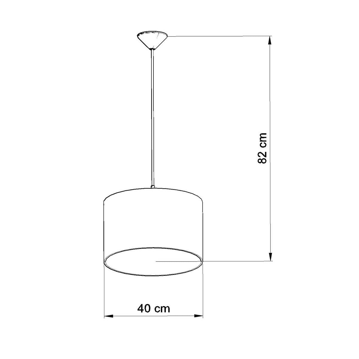 Lampa wisząca Piłka 40 w kolorze białym, z abażurem o średnicy 40 cm, zawieszona na przewodzie o długości 82 cm. Prosty, cylindryczny kształt, przeznaczona na żarówkę E27. Idealna do nowoczesnych wnętrz.