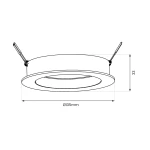 Oprawa do zabudowy Redondo 1xGU10 AR111 w kolorze białym, okrągła z średnicą 135 mm i wysokością 33 mm, z widocznymi zaczepami montażowymi. Produkt prezentowany z boku, ukazujący jego kształt i wymiary.