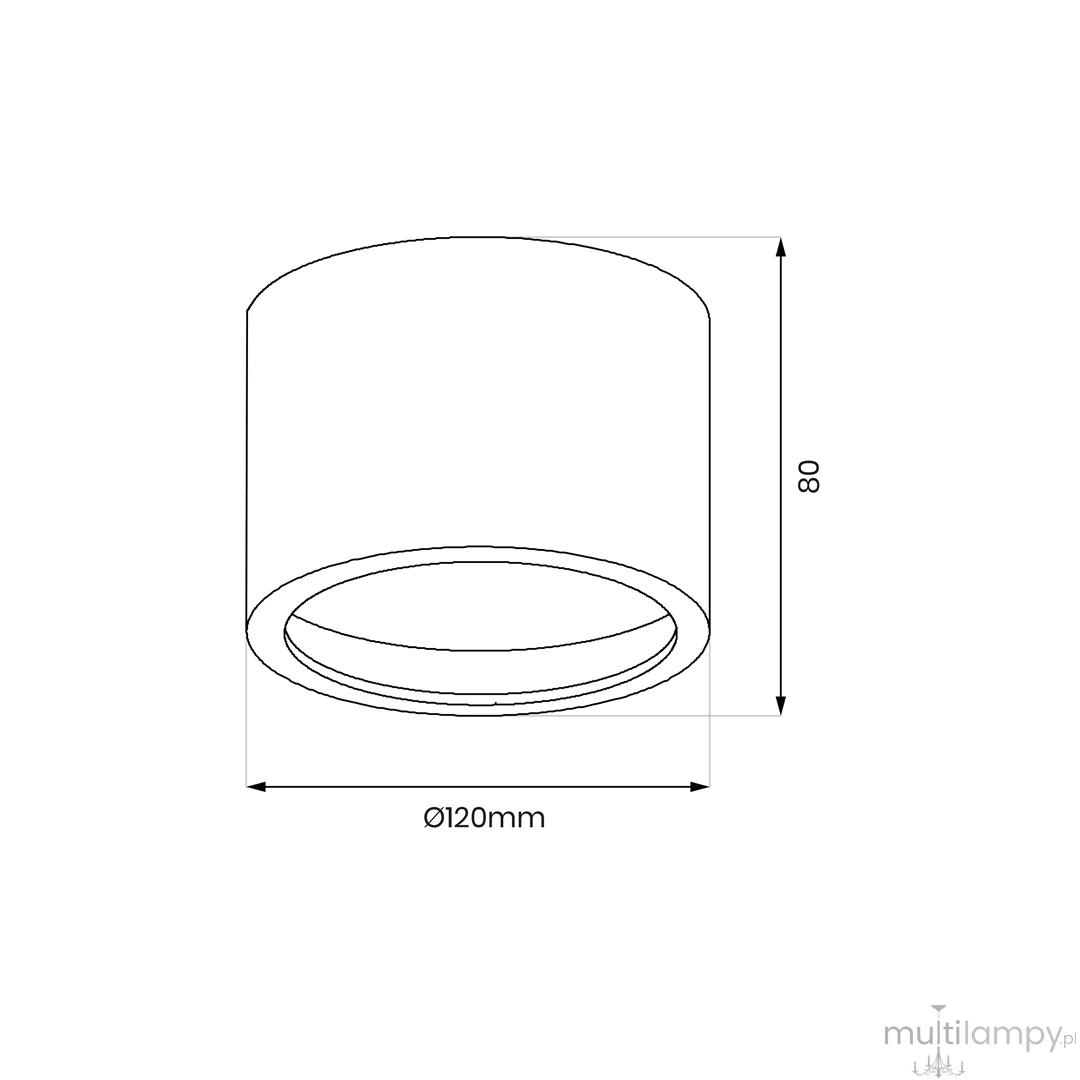 Czarna lampa sufitowa Redondo, 1xGU10 AR111, o cylindrycznym kształcie. Wymiary: średnica 120 mm, wysokość 80 mm. Prosta konstrukcja idealna do nowoczesnych wnętrz, montowana na suficie.