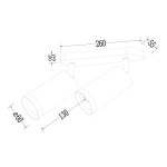 Lampa sufitowa Mica (spot) w kolorze czarnym, z dwoma ruchomymi reflektorami na metalowej podstawie. Wymiary: długość 260 mm, szerokość 55 mm, wysokość 25 mm, średnica reflektora 60 mm. Przeznaczona do montażu sufitowego.