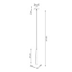 Lampa wisząca Prysm 1xG9 w kolorze czarnym. Prosta konstrukcja z metalowym kloszem w kształcie prostokąta, zawieszona na cienkim kabelku. Wymiary: wysokość 120 cm, klosz 34 x 5 cm. Montaż sufitowy, minimalistyczny design.